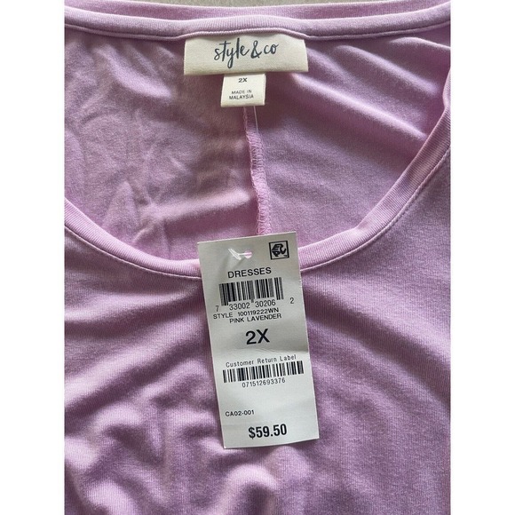 Style & Co Women's Plus Size 2X Pink Solid Flip-Flop Rayon Spandex Dress New - Picture 8 of 8